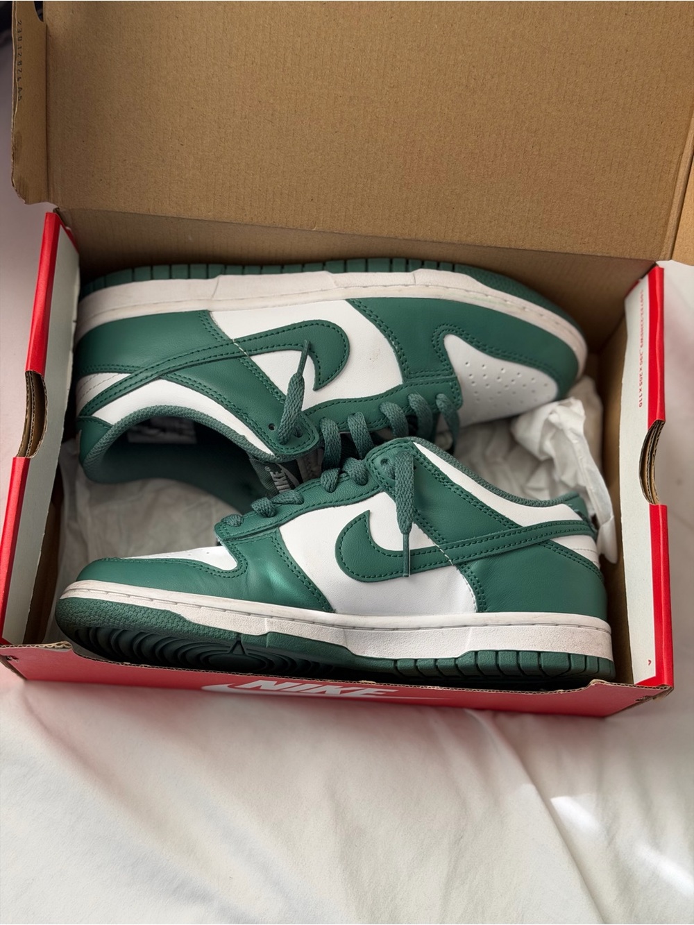 Nike Dunk Low White and Green Low-Top Sneakers